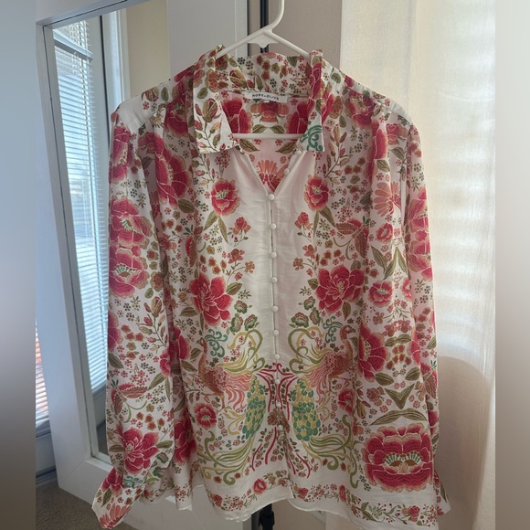 Rose & Olive Tops - Rose & Olive Floral Top - Coral and Olive